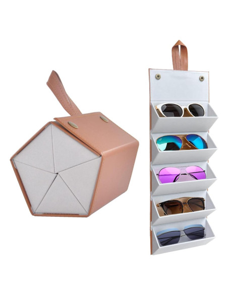 Organizador de Gafas Kenpal Plegable 5 Compartimentos Marrón Organizador de Gafas Kenpal Plegable 5 Compartimentos Marrón