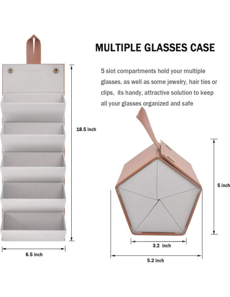Organizador de Gafas Kenpal Plegable 5 Compartimentos Marrón Organizador de Gafas Kenpal Plegable 5 Compartimentos Marrón