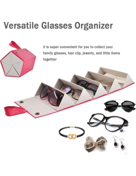 Organizador de Gafas Kenpal Plegable 5 Compartimentos Rojo Organizador de Gafas Kenpal Plegable 5 Compartimentos Rojo