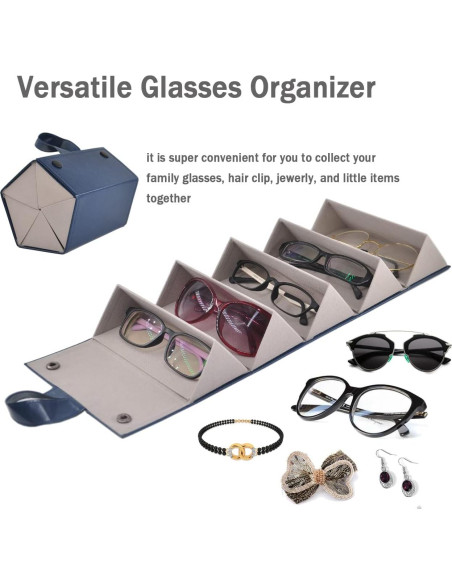 Organizador de Gafas Kenpal Plegable 5 Compartimentos Navy Organizador de Gafas Kenpal Plegable 5 Compartimentos Navy
