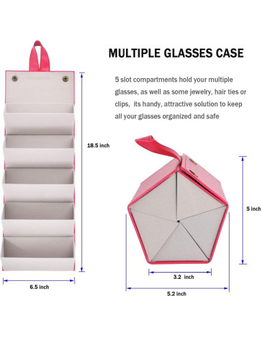 Organizador de Gafas Kenpal Plegable 5 Compartimentos Rojo