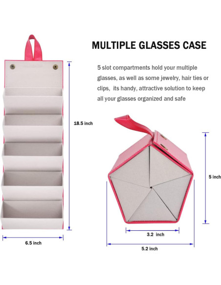 Organizador de Gafas Kenpal Plegable 5 Compartimentos Rojo Organizador de Gafas Kenpal Plegable 5 Compartimentos Rojo