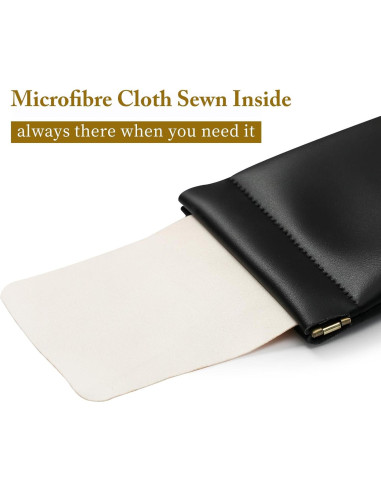 Estuche para Gafas MEIBOOCH de Cuero Suave Grande Negro