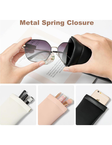 Estuche para Gafas MEIBOOCH de Cuero Suave Grande Negro Estuche para Gafas MEIBOOCH de Cuero Suave Grande Negro