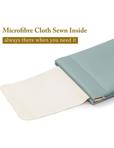 Estuche para Gafas MEIBOOCH de Cuero Suave Azul-Rosa