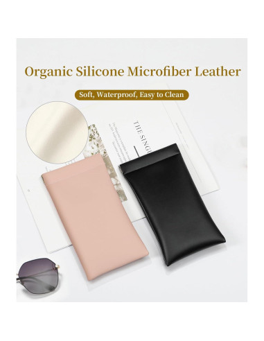 Estuche para Gafas MEIBOOCH de Cuero Suave Grande Negro