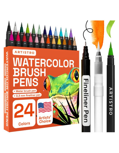 Marcadores Acuarelables ARTISTRO 24 Colores con Pinceles