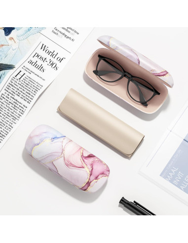 Estuche para Gafas Concha Dura Mármol Rosa Unisex