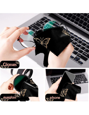 Paño de limpieza de gafas BHAHB 6 PCS microfibra mariposa