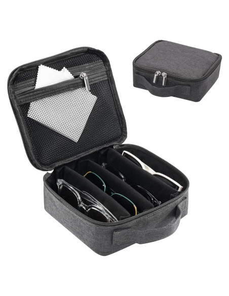 Estuche Organizador de Gafas de Sol Lolalet - 4 Ranuras, Gris Oscuro Estuche Organizador de Gafas de Sol Lolalet - 4 Ranuras, Gris Oscuro