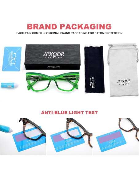 Gafas de Bloqueo de Luz Azul JFXQDR RF6216 Ojo de Gato Verde Gafas de Bloqueo de Luz Azul JFXQDR RF6216 Ojo de Gato Verde