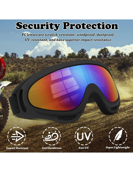 Gafas de Motocross YENPK - Paquete de 2 con Lentes Anti-impacto Gafas de Motocross YENPK - Paquete de 2 con Lentes Anti-impacto