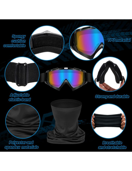 Gafas de Motociclismo Tallew + 4 Máscaras de Cuello Transpirables Gafas de Motociclismo Tallew + 4 Máscaras de Cuello Transpirables