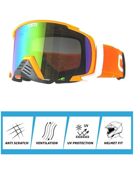 Gafas de Motociclismo CRG Sports T815 Naranja Anti-Niebla Gafas de Motociclismo CRG Sports T815 Naranja Anti-Niebla