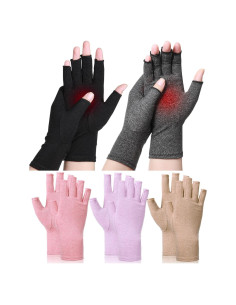 Guantes de Compresión SATINIOR para Artritis Sin Dedos 5 Pares