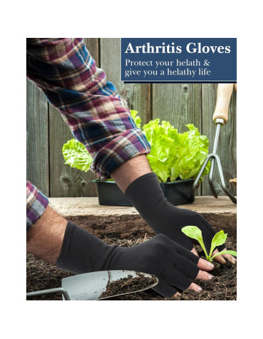 Guantes de Compresión SATINIOR para Artritis Sin Dedos - 5 Pares