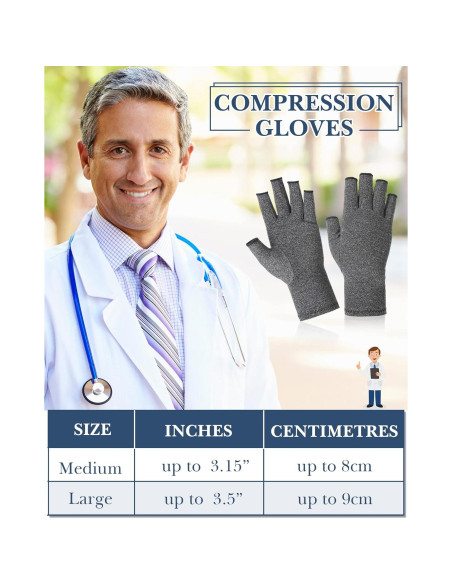 Guantes de Compresión SATINIOR para Artritis Sin Dedos - 5 Pares Guantes de Compresión SATINIOR para Artritis Sin Dedos - 5 Pares