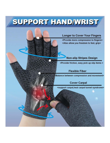 Guantes de Compresión Kecartu para Artritis - 2 Pares