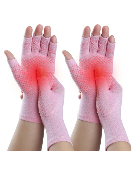Guantes de Compresión Kecartu para Artritis Rosa Mediano Guantes de Compresión Kecartu para Artritis Rosa Mediano