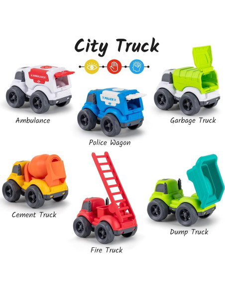 Set de 8 Juguetes de Camiones ROZEUS para Niños Set de 8 Juguetes de Camiones ROZEUS para Niños