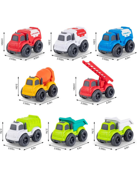 Set de 8 Juguetes de Camiones ROZEUS para Niños Set de 8 Juguetes de Camiones ROZEUS para Niños
