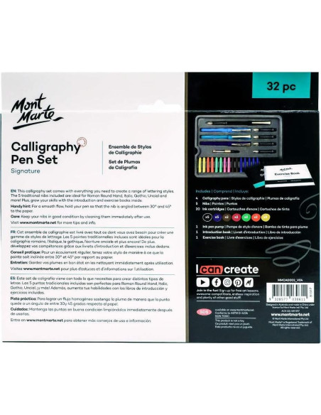 Juego de Caligrafía Mont Marte 32 Piezas - Plumas y Cartuchos Juego de Caligrafía Mont Marte 32 Piezas - Plumas y Cartuchos