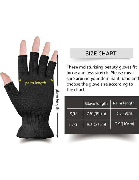 Guantes Hidratantes MIG4U Sin Dedos S/M 3 Pares Negro Guantes Hidratantes MIG4U Sin Dedos S/M 3 Pares Negro