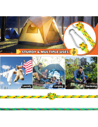 Cuerda Trenzada Wellmax 4 Pack 15,24m Multicolor Resistente