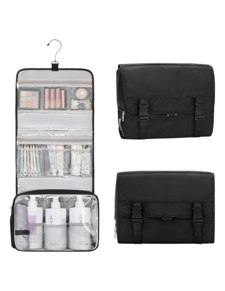 Bolsa de Aseo Colgante Relavel 30x27cm Negra con Bolsillo Bolsa de Aseo Colgante Relavel 30x27cm Negra con Bolsillo
