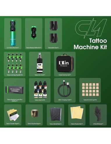Kit de Tatuaje INKin CL4 Inalámbrico con Agujas y Tintas