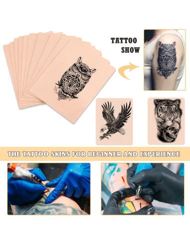 Kit de Pieles de Tatuaje Jconly - 10 Piezas Silicona + 25 Papeles