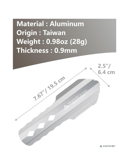 Pala de Camping NACETURE Ultraligera de Aluminio 27g Pala de Camping NACETURE Ultraligera de Aluminio 27g