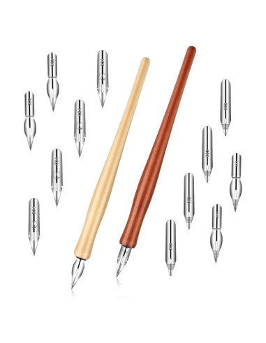 Juego de Plumas de Caligrafía Oblicua Mozeat Lens 14 Piezas