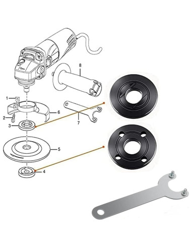 Llave de Grinda de Ángulo 4.5" 5" 5/8-11 Hao Yuan Star