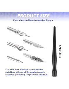 Juego de Plumas de Caligrafía Oblicuas Mozeat Lens con 5 Puntas 2