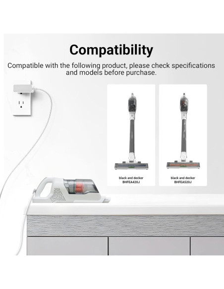 Cargador Black+Decker BHFEA520J 23V 1.8M Aspiradora Mano Cargador Black+Decker BHFEA520J 23V 1.8M Aspiradora Mano