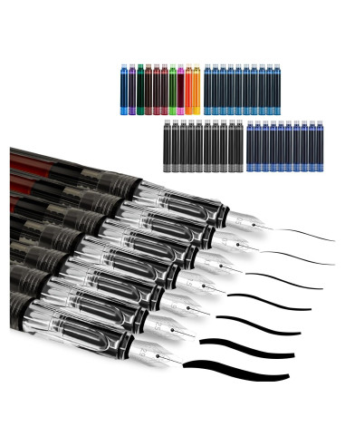 Juego de Caligrafía Wonwood 7 Plumas Estilográficas 40 Cartuchos