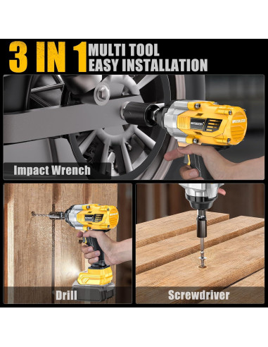 Llave de impacto inalámbrica NATBEESY 20V 1/2" 1360N.m