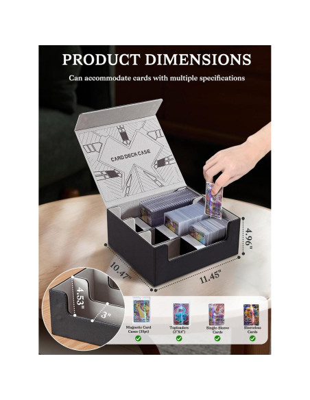 Caja de Almacenamiento de Cartas Cloudever PU Negra 456 Cargas Caja de Almacenamiento de Cartas Cloudever PU Negra 456 Cargas