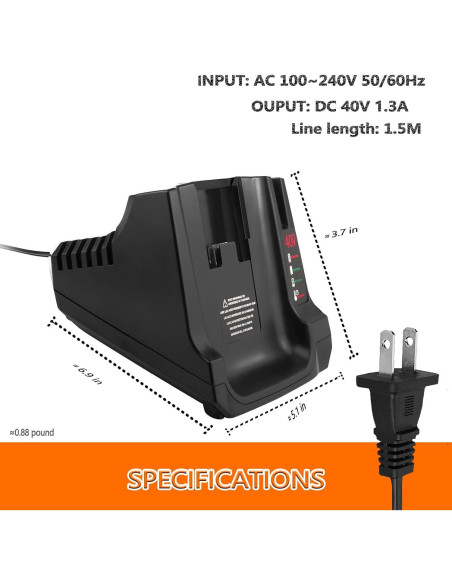 Cargador Rápido DYCAFYY LCS40 36V/40V para Black+Decker Cargador Rápido DYCAFYY LCS40 36V/40V para Black+Decker