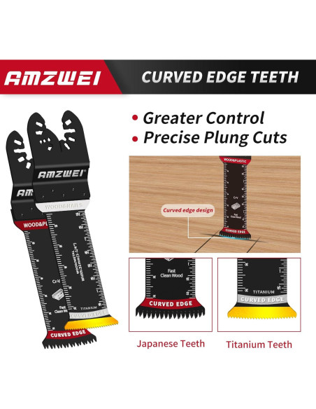 Cuchillas Oscilantes AMZWEI 20 Pcs Titanio 70mm Dientes Japoneses Cuchillas Oscilantes AMZWEI 20 Pcs Titanio 70mm Dientes Japoneses