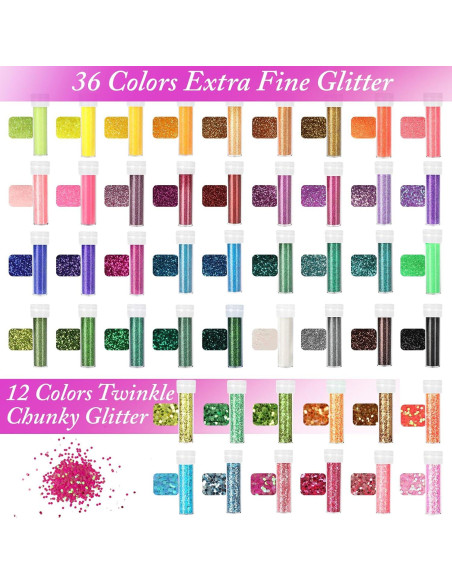 Set de Brillantina Halobios 48 Colores para Manualidades 576g Set de Brillantina Halobios 48 Colores para Manualidades 576g