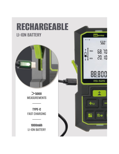Medidor de Distancia Láser Inkerma RS-525 160m Recargable