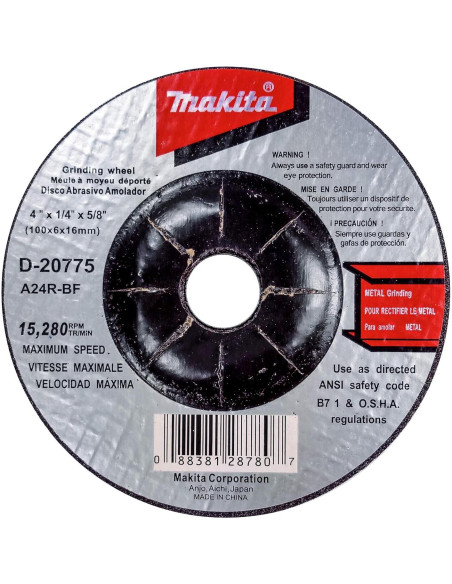 Ruedas de Esmeril Makita 10 Pzas 4" para Metal D-20775 Ruedas de Esmeril Makita 10 Pzas 4" para Metal D-20775