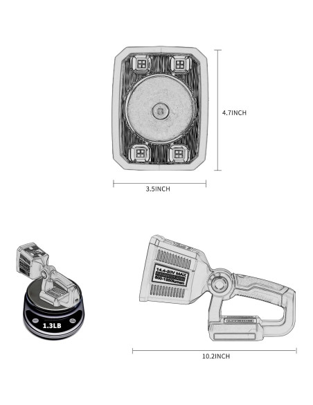 Linterna LED Taingwei 1250LM 18W para Batería Makita 18V Linterna LED Taingwei 1250LM 18W para Batería Makita 18V