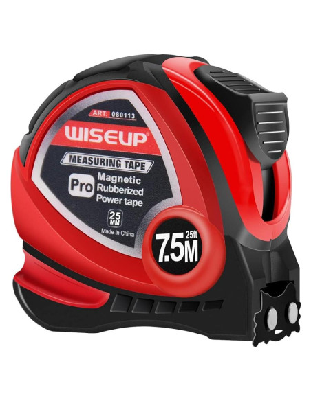 Cinta Métrica Magnética WISEUP 7,62 m con Clip y Fracciones Cinta Métrica Magnética WISEUP 7,62 m con Clip y Fracciones