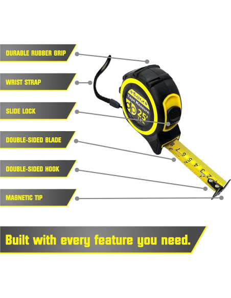 Cinta Métrica Bullseye 7.62m Doble Cara con Gancho Magnético Cinta Métrica Bullseye 7.62m Doble Cara con Gancho Magnético