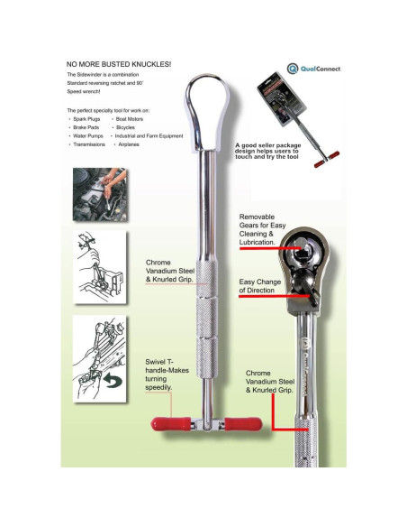 Llave de Velocidad QualConnect Sidewinder 1/4" Reversible Llave de Velocidad QualConnect Sidewinder 1/4" Reversible