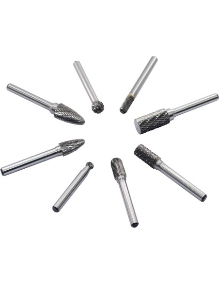 Juego de Fresas de Carburo 8pcs Asieg Tool Doble Corte Juego de Fresas de Carburo 8pcs Asieg Tool Doble Corte