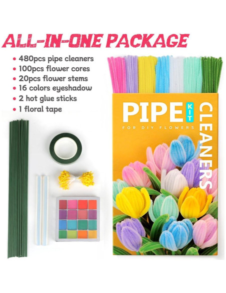 Kit de Limpiapipas IOOLEEM 480pcs para Flores Multicolor Kit de Limpiapipas IOOLEEM 480pcs para Flores Multicolor
